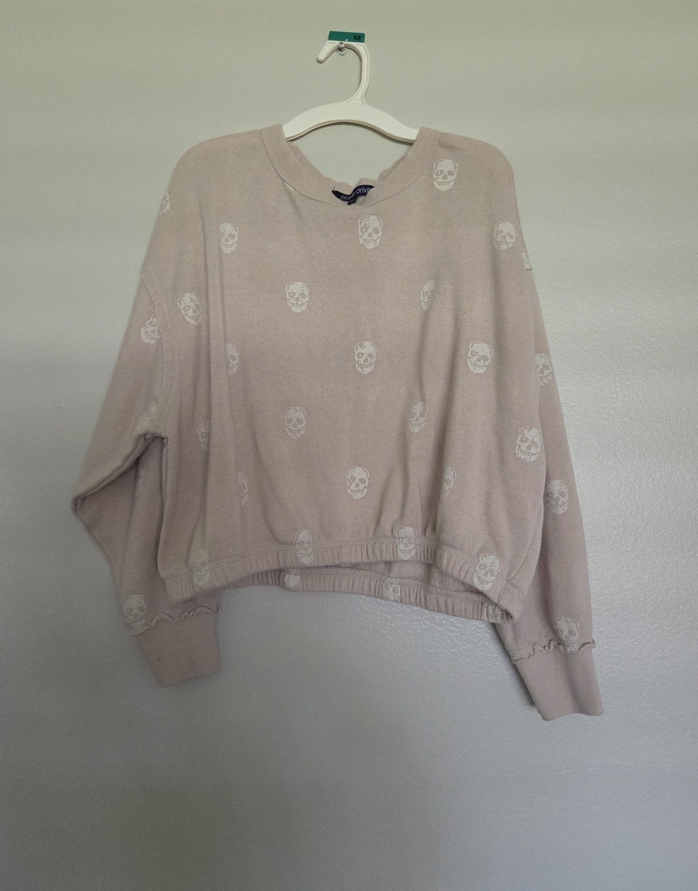 Ocean Drive Beige Skull Print Crewneck Sweater